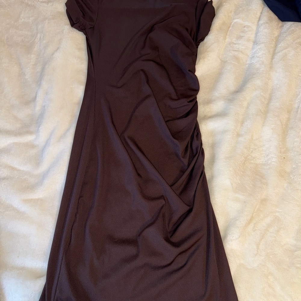 SHEIN Chocolate Brown Midi Dress
